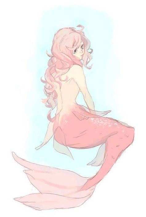 Mermaid with Pink tail art Mermaid Tail Drawing, Pink Mermaid Tail, Mermaid Pink, Pink Mermaid, Mermaids And Mermen, Vintage Mermaid, Mermaid Life, Mermaid Art, A Mermaid