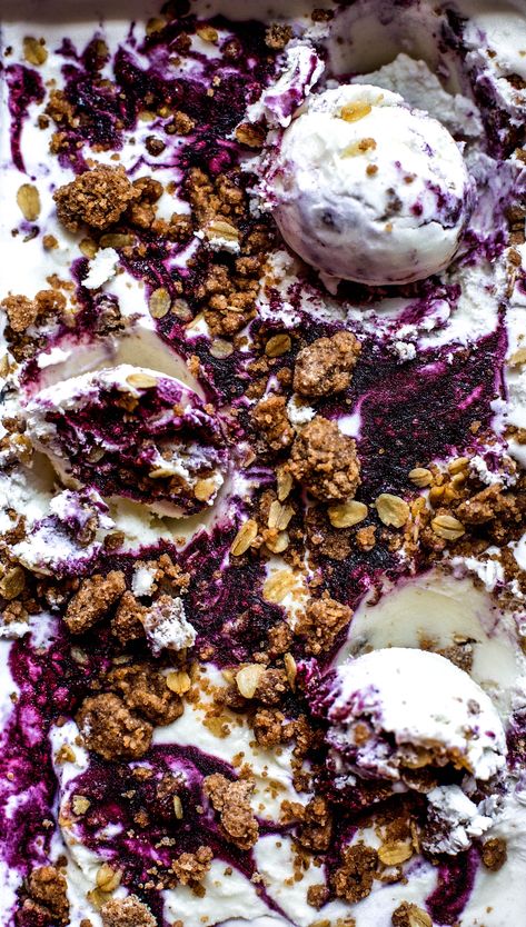 Blueberry Lavender Crumble Ice Cream — My Diary of Us Blueberry Lavender, Making Ice Cream, Lavender Ice Cream, Ice Cream Flavor, Lavender Recipes, Ice Cream Maker Recipes, Blueberry Syrup, Blueberry Crumble, Ice Cream At Home