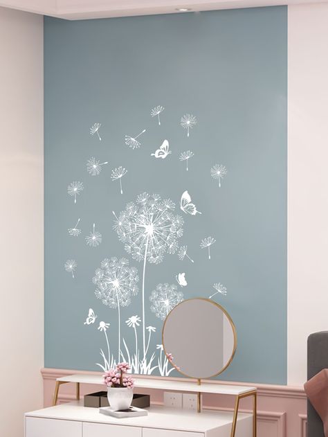 White And Grey Wall Paint Ideas, Wall Design In Bedroom, Door Murals Painted, Wall Painting Ideas Creative, Creative Wall Painting, Dandelion Print, Wall Art Diy Paint, Diy Wall Painting, Interior Wall Paint