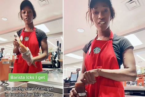 Keicha Halsell — a k a Keke Not Palmer on TikTok — is blowing the plastic lid off of the … Read More » Starbucks Barista Memes, Starbucks Employee Outfit Ideas, Starbucks Employee Outfit, Starbucks Outfit Barista, Starbucks Barista Outfit, Barista Humor, Starbucks Outfit, Barista Outfits, Caffeine Drinks