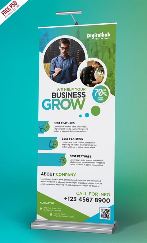 Business Promotion Roll-up Banner Template PSD Business Services Poster Design, Xbanner Design, Roller Banner Design, Pull Up Banner Design, Rollup Design, Standing Banner Design, Rollup Banner Design, Tradeshow Banner, Roll Banner