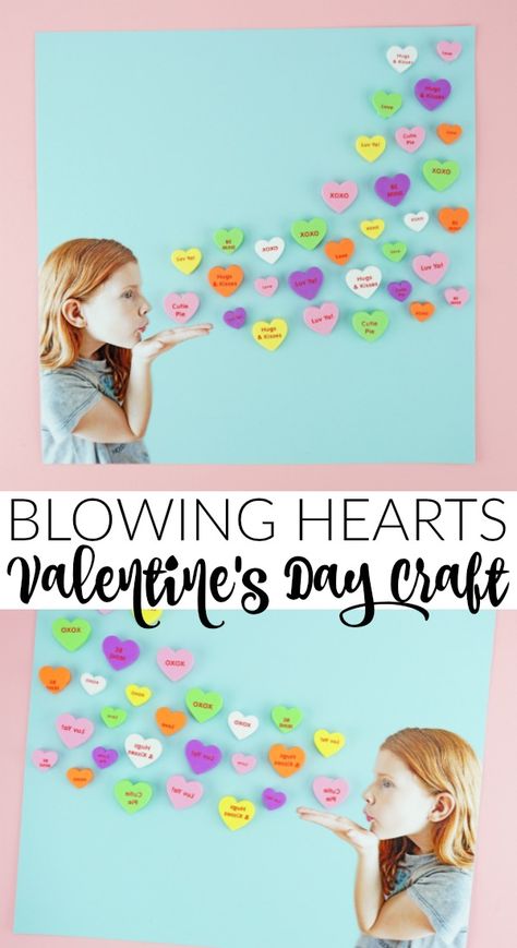 Blowing Hearts Valentine Craft for Kids | I Heart Crafty Things Grandparents Valentines, Valentines Day Crafts For Preschoolers, Toddler Valentine Crafts, Homemade Valentine, February Crafts, Valentine's Day Crafts, Easy Valentine Crafts, Valentine Craft, Valentinstag Party