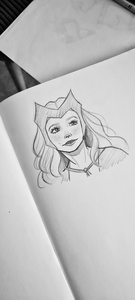 Scarlet Witch Doodle, Wanda Drawings Easy, Scarlet Witch Sketch Pencil, Marvel Easy Sketches, Wanda Maximoff Drawing Sketches, Wanda Maximoff Drawing Pencil, Scarlet Witch Drawing Pencil, Wanda Vision Drawing, Scarlet Witch Drawing Easy