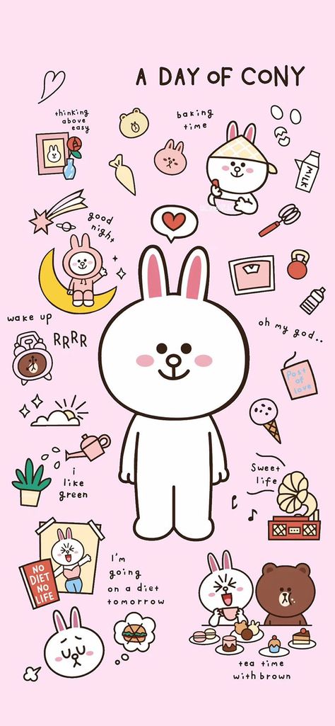 Line Brown Bear, Cony Brown, Lines Wallpaper, Bunny And Bear, Friends Wallpaper, Chibi Characters, Cool Wallpapers Cartoon, Cute Disney Wallpaper, Bear Wallpaper