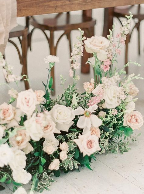 Lanterns With Flowers, Pale Pink Weddings, White Sparrow Barn, White Sparrow, Ceremony Florals, Romantic Summer Wedding, Altar Ideas, Green Wedding Cake, Bee Wedding