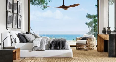 Restoration Hardware Unveils Their New "RH Beach House" Collection Restoration Hardware Beach, Restoration Hardware Apartment, Rh Beach House, Beach House Lighting, Rh Modern Lighting, Beach House Rug, Beach House Art, Rh Modern, Quantum Leap