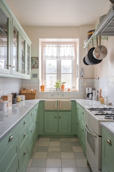 15 Small U-Shaped Kitchen Ideas to Transform Compact Spaces - My Decor Inspo Coastal Farmhouse Bathroom, Small U Shaped Kitchen, Modern Farmhouse Bathrooms, Compact Kitchens, Compact Kitchen Design, Smaller Homes, Wooden Countertops, Shaped Kitchen, White Tile Backsplash