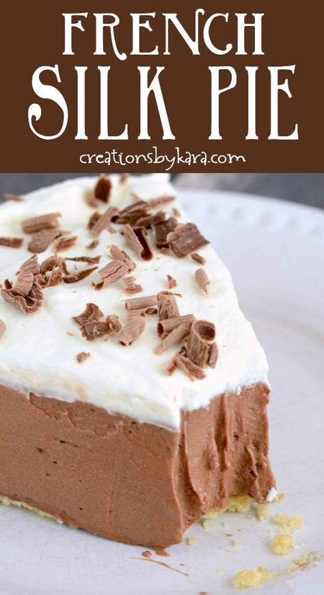 French Silk Pie Recipe, Silk Pie Recipe, Chocolate Silk Pie, French Silk Pie, Silk Pie, Chocolate Pie Recipes, Chocolate Pie, Oreo Dessert, French Silk