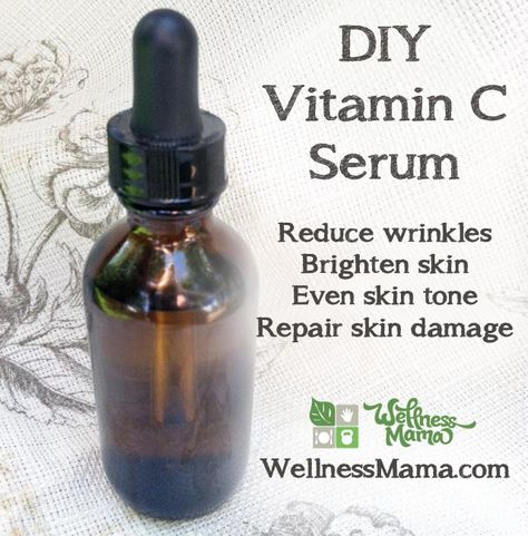 DIY Homemade Vitamin C Serum for Healthy Skin - Wellness Mama Homemade Anti Aging Serum, Diy Wrinkle Cream, Diy Vitamin C Serum, Diy Wrinkles, Anti Aging Homemade, Tighten Skin, Anti Wrinkle Cream, Collagen Production, Vitamin C Serum