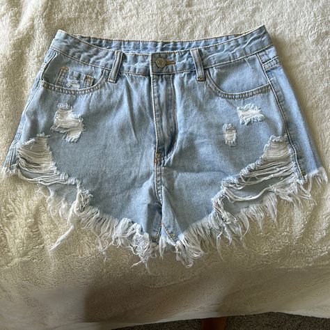 These Are Really Cute Light Blue Jean Shorts From Shein. These Were Just Too Big On Me But They Are A Size Small So If You Wear A Medium These Would Fit You As Well. Great Condition, Brand New, Never Worn. Cheap Blue Jean Shorts, Cheap Light Blue Jean Shorts For Summer, Blue Jeans Shorts, Light Blue Jean Shorts, Light Wash Ripped Jean Shorts, Shein Shorts, Cheap Light Blue Jean Shorts, Cheap H&m Jean Shorts, Light Blue Denim Shorts