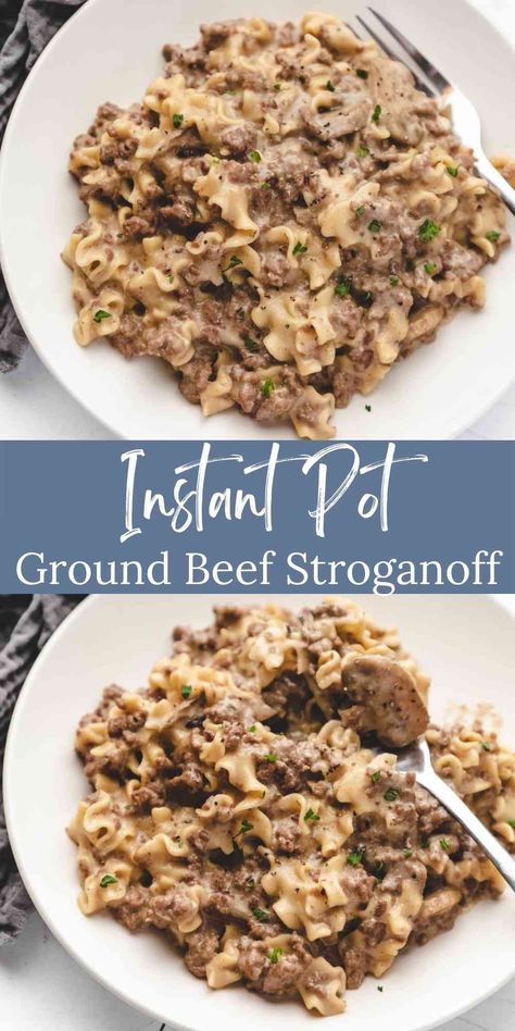 Instant Pot Ground Beef Stroganoff Ground Beef Dinner Instant Pot, Instant Pot Beef Stroganoff Hamburger, Quick Instant Pot Dinners Ground Beef, Instant Pot Recipe Ground Beef, Insta Pot Beef Stroganoff Recipe, Instapot Ground Beef Pasta Recipes, Easy Instant Pot Recipes Ground Beef, Insta Pot Beef Stroganoff Easy, Ground Beef Recipes For Dinner Healthy Instant Pot