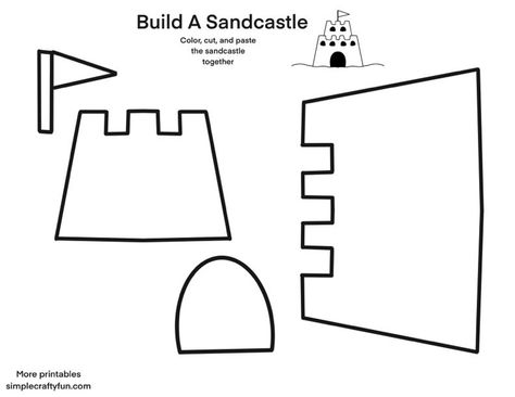 Free Printable Sandcastle Template for Kids - Sandcastle Template Printable, Sandcastle Craft, Sand Castle Craft, Castle Printable, Beach Theme Classroom, Castle Coloring Page, Summer Art Projects, Castle Drawing, Castle Pictures