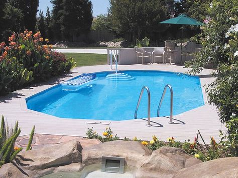 In Ground Doughboy Pool | ... half the cost of a traditional in ... Doughboy Pool, Pools Small Backyard, Pool Cost, Pool Deck Plans, Semi Inground Pools, Above Ground Pools, Self Build, Small Backyard Landscaping Ideas, Family Pool