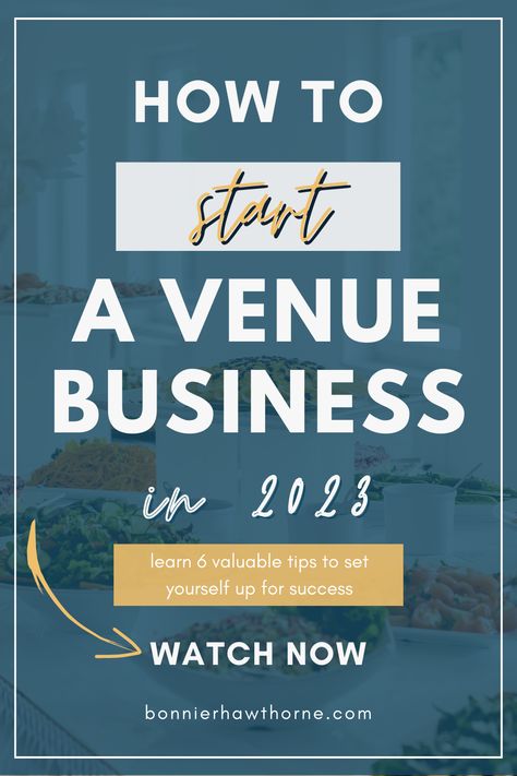 If you're considering starting a business, and becoming a new venue owner, you'll need all the tips & ideas you can get in order to make sure your wedding or event venue business succeeds in a competitive wedding industry. Unfortunately, figuring out the ins & outs of venue ownership can be an intimidating process. Here are 6 valuable tips you need to know as a new venue owner that can help simplify your journey into ownership & ensure you feel confident in your decision. Watch now. Event Space Business, Venue Owner, Event Venue Business, Venue Business, Small Business Funding, Small Business Marketing Plan, Event Planning Career, Creating A Business Plan, Business Marketing Plan