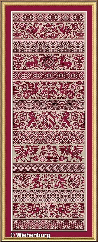 Coat of Arms - Wiehenburg Design Cross Stitch Sampler Patterns, Sampler Cross Stitch, Coats Of Arms, Cross Stitch Samplers, Bead Loom Patterns, Red Band, Counted Cross Stitch Kits, Loom Patterns, Crafty Craft