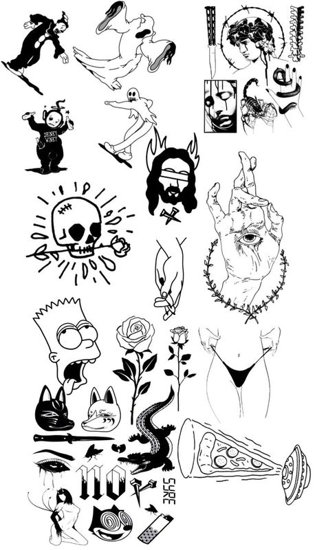 Tato Flash, Cool Tattoo Drawings, Goth Tattoo, Graffiti Tattoo, Sharpie Tattoos, Cartoon Character Tattoos, Flash Tattoo Designs, Creepy Tattoos, Doodle Tattoo