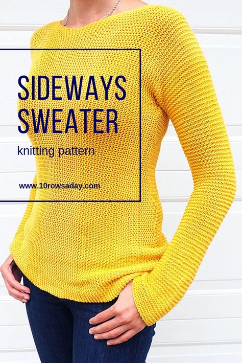 This sweater has a fantastic fit - it flows around the body and seems to have a precise shaping. The truth is - there is almost no shaping at all. The fit is created by the garter stitch and the sideways construction. The sweater is knit in one piece with just two seams and no other intricate finishing. That's good news to all knitters who are not particularly fond of seaming :-) Aside from making those two seams, this project is unbelievably simple - only plain knit stitches with a few increa Knitting Projects Blanket, Knitwear Pattern, Knitting Projects Sweaters, Easy Knitting Projects, Knit Basket, Knitting Blogs, Vogue Knitting, Sweater Knitting, Minecraft Pixel Art