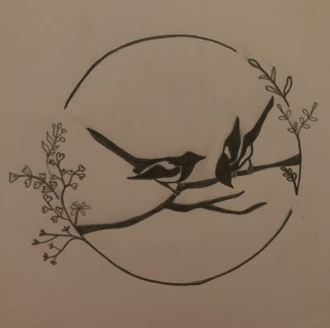 Moon And Birds Tattoo, Magpie Feather Tattoo, Moon Bird Tattoo, 2 Magpies Tattoo, Birds Leaving Nest Tattoo, Fine Line Magpie Tattoo, Tiny Magpie Tattoo, Two Magpies Tattoo, Korean Magpie Tattoo