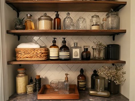 17 Vintage Bathroom Ideas For A Classic Retreat Apothecary Aesthetic Bathroom, Apothecary Bathroom, Apartment Ideas Living Room, Vintage Bathroom Ideas, Vintage Bathroom Decor, Bathroom Retreat, Aesthetic Bathroom, Camper Decor, Vintage Bathrooms