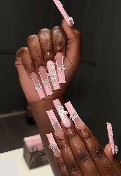 Pink Xl Acrylic Nails, Pink Nail Sets Long, Medium Pink Acrylic Nails, Costumes 2023, Dark Red Wallpaper, Drip Nails, Long Square Acrylic Nails, Pink Acrylic Nails, Square Acrylic Nails