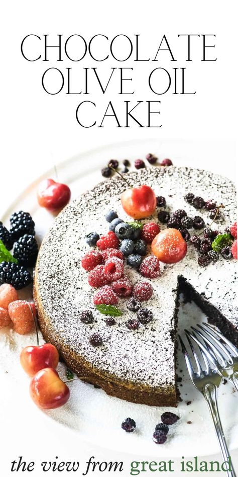 Gluten Free Chocolate Olive Oil Cake, Olive Oil Cake Gluten Free, Easy Chocolate Dessert, Chocolate Olive Oil Cake, Mediterranean Dining, Cauliflower Tortillas, Island Recipes, Easy Chocolate Desserts, Cake Mug