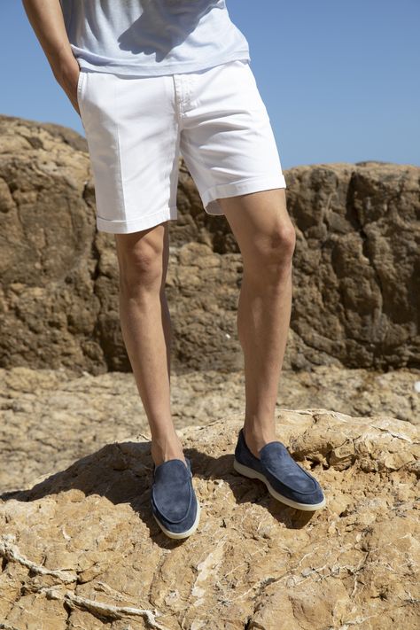 Aurélien Yacht Loafer Steel Blue Suede Blue Suede Loafers Men Outfit, Suede Loafers Men Outfit, Fashion Brand Moodboard, Boat Shoes Outfit, Loafers Men Outfit, Blue Suede Loafers, Mens Smart Casual Outfits, Brand Moodboard, Blue Boat