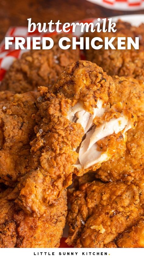 Meals With Buttermilk, Fried Chicken Tenders No Buttermilk, Buttermilk Dinner Recipes, Buttermilk Chicken Wings, Buttermilk Fried Chicken Breast, Easy Fried Chicken Recipe, Breaded Chicken Recipe, Fried Chicken Bites, Buttermilk Fried Chicken Recipe