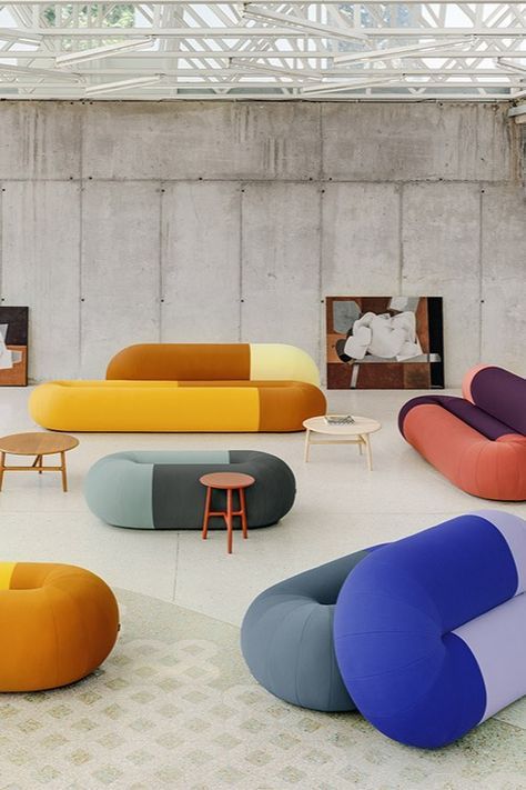 Soft Furniture Design, Funky Office Design, Soft Seating Office, Relax Room, Collaborative Furniture, Color Sofa, Tiny Office, Raw Color, Flexible Seating