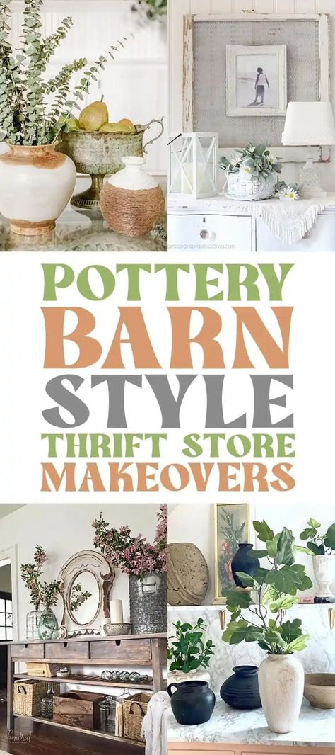 Diy Pottery Barn Decor, Vintage Spring Decor, Pottery Barn Hacks, Pottery Barn Diy, Farmhouse Thrift Store Makeovers, Pottery Barn Look, Pottery Barn Decor, Pottery Barn Living Room, Pottery Barn Style