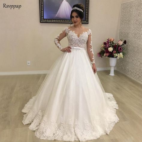 Lace Princess Wedding Dresses, Princess Wedding Gown, Wedding Bridal Dress, White Lace Wedding Dress, Tulle Wedding Gown, Sheer Wedding Dress, Lace Wedding Dress With Sleeves, Lace Wedding Dress Vintage, Princess Ball Gowns