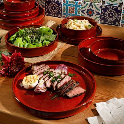 Bloomhouse Santorini Mist 16 Piece Double Bowl Terracotta Reactive Glaze Plates and Bowls Dinnerware Set - Bed Bath & Beyond - 40190569 Terracotta Dinnerware, Starter Plates, Casual Dinnerware, Oprahs Favorite Things, Reactive Glaze, Dinnerware Set, Plates And Bowls, Dinnerware Sets, Earthenware