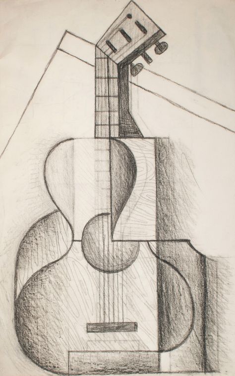 Juan-Gris-La-Guitare Cubism Drawing, Cubist Drawing, Picasso Cubism, Ashmolean Museum, Guitar Drawing, Cubist Art, Cubism Art, Automotive Artwork, Picasso Art