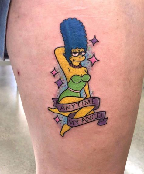 @chibirach proudly brings you one of the best cartoon mums of all time! Marg Simpson never looked so good! 😍 Marg Simpson Tattoo, Simpsons Tattoo, Marge Simpson, Pin Up Tattoos, The Simpson, Baby Tattoos, Good Cartoons, S Tattoo, Lisa Simpson