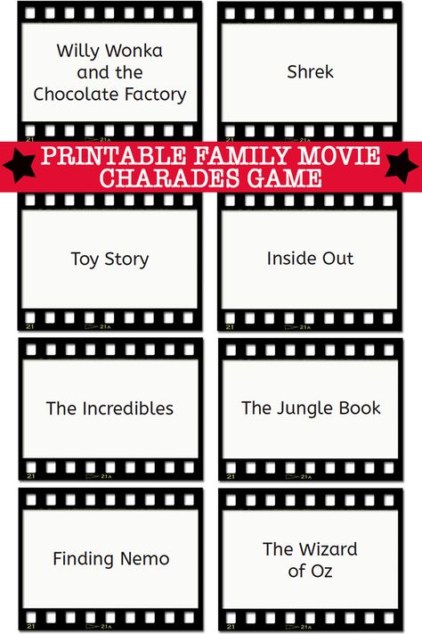 Charades Ideas: Family Movie Charades Cards Movie Charades, Charade Ideas, Charades Ideas, Kids Game Night, Charades For Kids, Thanksgiving Games For Adults, Charades Cards, Charades Game, Halloween Family