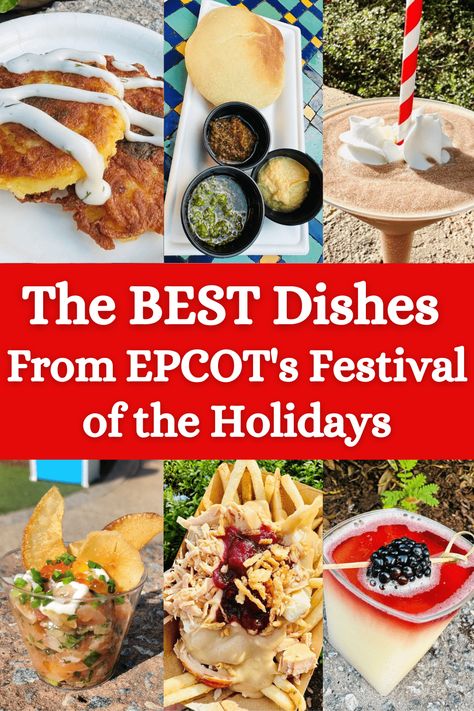 A review of the best dishes from EPCOT's Festival of the Holidays Epcot Snacks, Snacks Around The World, Epcot Christmas, Disney Cookbook, 1st Disney Trip, Disney Copycat Recipes, Disney At Christmas, Epcot World Showcase, Snacks List