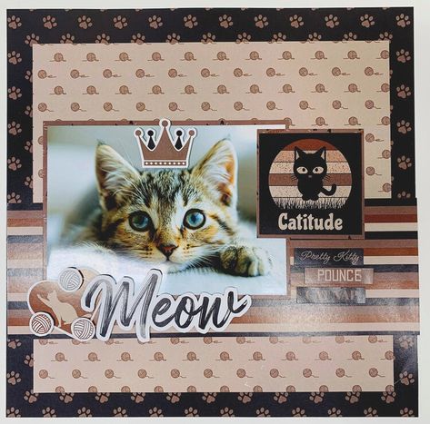 Meow Majesty Collection Layout - Project Idea - Scrapbook.com Cat Scrapbook Layouts, Dog Scrapbook Layouts, Cat Scrapbook, Pet Scrapbook Layouts, Pet Scrapbook, Scrapbooking Ideas, Pretty Cats, Scrapbooking Layouts, Scrapbook Layouts