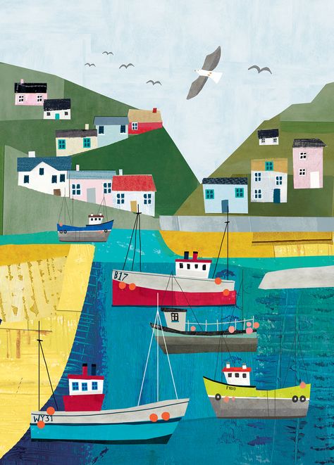 undefined Nautical Prints, Sea Illustration, Seaside Art, Advocate Art, Boat Painting, Artist Illustration, Art Licensing, Wonderful Images, Birds Eye