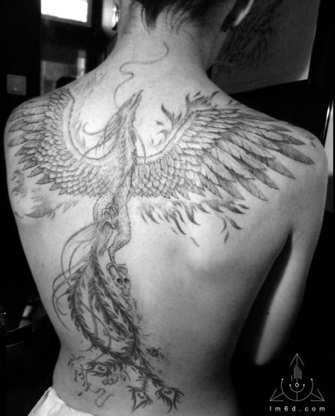 Phoenix Tattoo Back Piece, Bird Back Tattoo, Phoenix Wings Tattoo, Tattoo Under Breast, Phoenix Back Tattoo, Wing Tattoos On Back, Phoenix Tattoo Feminine, Wing Tattoos, Phoenix Bird Tattoos