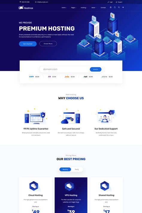 Hostinza is a powerful WordPress theme designed for web hosting companies that use WHMCS. With its modern design and WHMCS integration, Hostinza makes it easy to manage your web hosting business online. The theme is fully responsive and compatible with all major browsers, ensuring that your website looks great on any device.Hostinza includes a range of features specifically designed for web hosting companies, such as domain search functionality, hosting plans, pricing tables, and order forms. Hosting Website Design, Web Design Pricing, Web Hosting Design, Logo Infographic, Company Website Design, Website Design Inspiration Business, Website Design Inspiration Layout, Technology Theme, Hosting Website