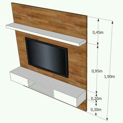 40 Cool TV Stand Dimension And Designs For Your Home  - Engineering Discoveries Tv Wall Shelf Ideas, Television Wall Ideas, टीवी यूनिट डिजाइन, टीवी यूनिट, Tv A Muro, Tv Wall Panel, Tv Mounted, Panel Tv, Tv Rack