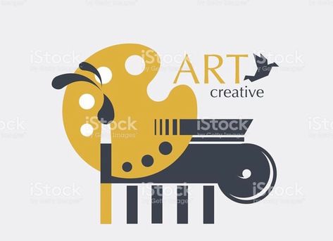 Creative Logo Design Art, Ionic Column, Painting Logo, Beautiful Logos Design, Logo Design Inspiration Branding, Inspiration Logo Design, Artist Logo, Logo Design Art, Beautiful Logos