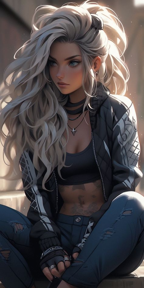 Created with Midjourney Ai #Character #Fantasy #Anime #cartoon #cyberpunk #sci-fi Female Character Art White Hair, Female Character Design White Hair, Cyberpunk Female Character Design, Cyberpunk Character Art Female, Guy Character Design, Cartoon Cyberpunk, Woman Reference, Cyberpunk Character Art, Blonde Anime Characters