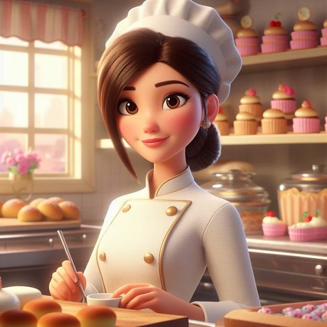 Anime Chef, Chef Pictures, Cartoon Chef, Marvel Cartoon, Tasty Cake, Disney Stickers, Cinderella Cake, Female Chef, Foto Shoot