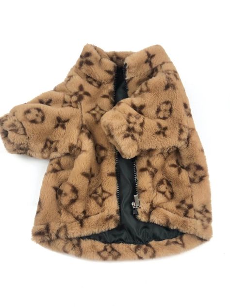 3e8f1c59 Louis Vuitton Clothes, Dog Winter Clothes, Dog Winter Coat, Pet Fashion, Color Cafe, Dog Jacket, Brown Jacket, Dog Coats, Faux Fur Jacket