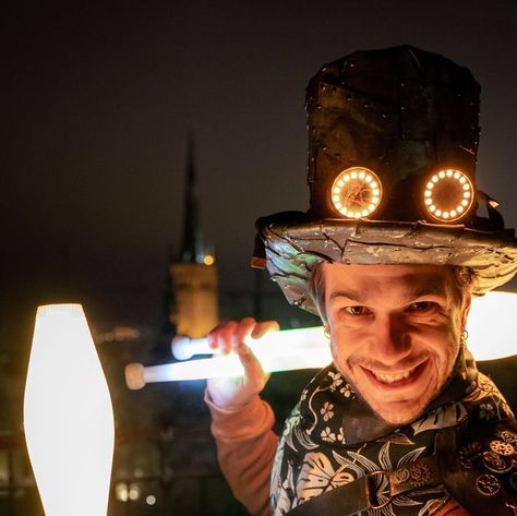 Sylvain OULALA on Instagram: "Just got this new costume with the golden leaf vest, the steam shoulder plate and the wristband. What do you think of it ? Picture by @olevluik #Sylvainoulala #Juggler #performer #artist #Circus #unicycle #circusaroundtheworld #Art #busker #costume #steampunk #lighttoys #ledjuggling #juggling #jugglersofinstagram #costplay" Shoulder Plate, Unicycle, Golden Leaf, Golden Leaves, Juggling, The Golden, Circus, Steam, You Think