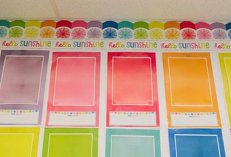 Student Work Display, Display Student Work, Rainbow Theme Classroom, Polka Dot Classroom, Classroom Goals, Infant Classroom, Kindergarten Classroom Decor, Preschool Classroom Decor, Elementary Classroom Decor