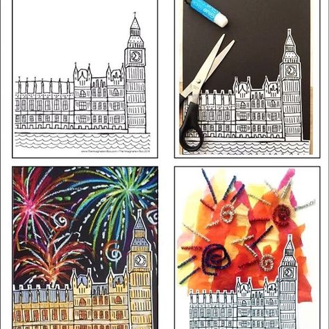 Fun with fireworks and flames over the House of Parliament activity #teacherspayteachers #teachersofinstagram #bonfirenight #guyfawkes Firework Activities, Bonfire Crafts, Firework Crafts, Homeschooling Toddlers, Bonfire Night Guy Fawkes, Firework Craft, Bonfire Night Activities, Bonfire Night Crafts, Night Guy