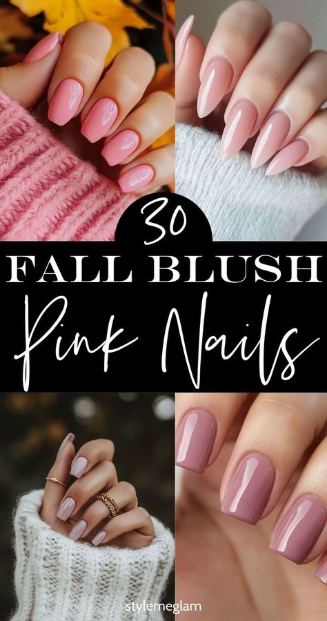 Check out these trendy fall pink nails that go with any of your fall outfits. These fall blush pink nails are perfect for every day wear, for work and more. Save this pin to check out pink nail colors too. Blush Gel Nail Colors, Pink Nail Colors For Fall, Pink Fall Nail Colors, Taupe Pink Nails, Dusty Pink Fall Nails, Fall Pink Nail Colors, Fall Nails Girly, Pink Fall Nails Ideas Autumn, Fall Nails With Pink