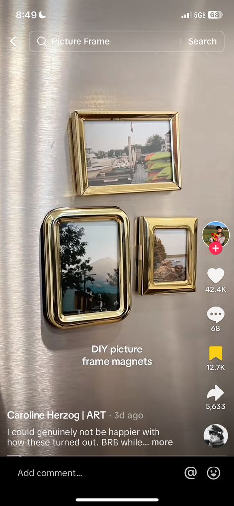 Frame Fridge, Diy Picture Frame, Mini Frame, Diy Picture Frames, Diy Picture, Be Happier, Fridge Magnets, Not Mine, Picture Frame