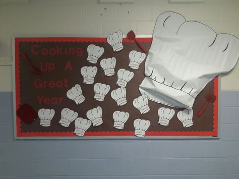 Cooking Bulletin Board Ideas, Culinary Bulletin Boards, Culinary Boards, Bakery Theme, Preschool Cooking, Calendar Bulletin Boards, Flag Ideas, Cooking Theme, 2023 Food